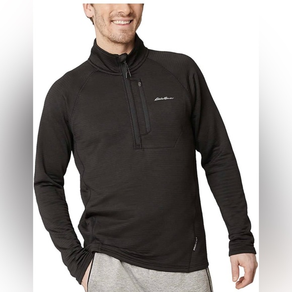 Eddie Bauer fleece jacket men with zipper chest pocket - Picture 3 of 5